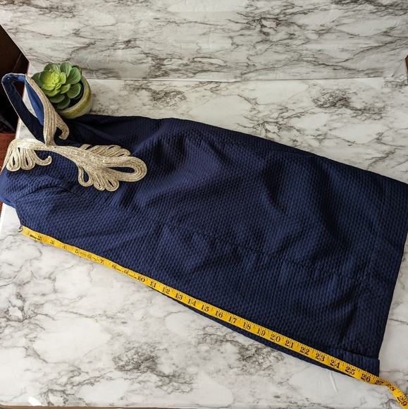 Lilly Pulitzer Janice Navy Blue and Gold Shift Dress - Picture 8 of 9